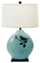 Fangio Lighting 30" Ceramic Table Lamp, Spa Blue Crackle With Bird