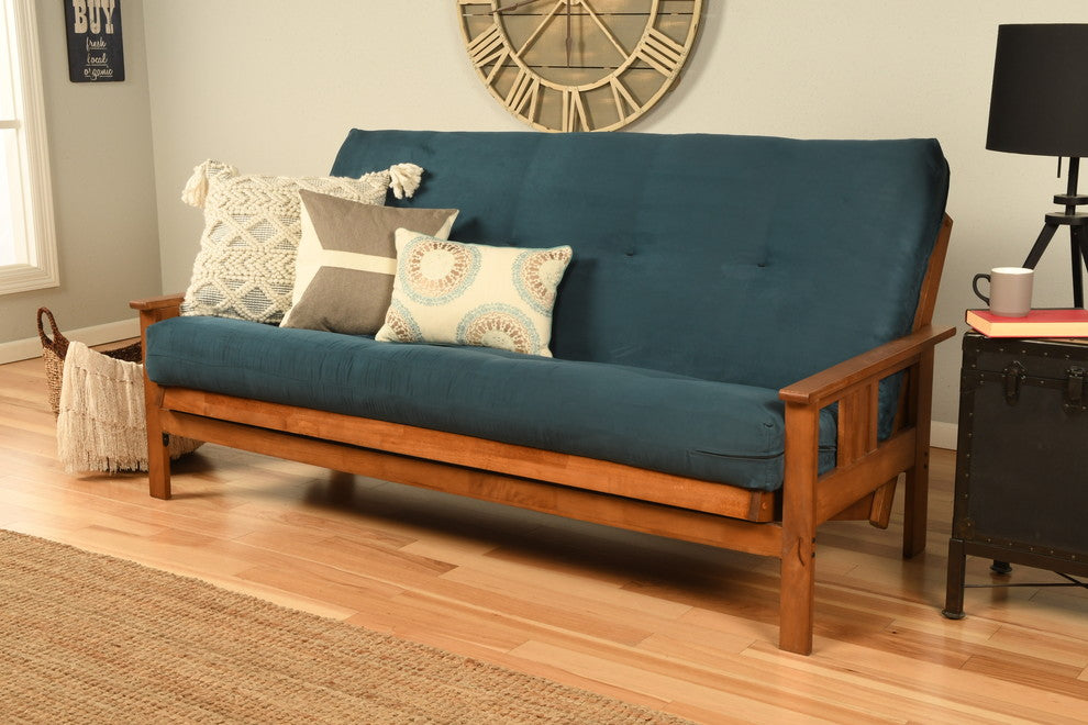 Caleb Frame Futon With Barbados Finish, Suede Blue