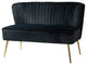 Velvet Tufted Loveseat Sofa With Golden Base, Black