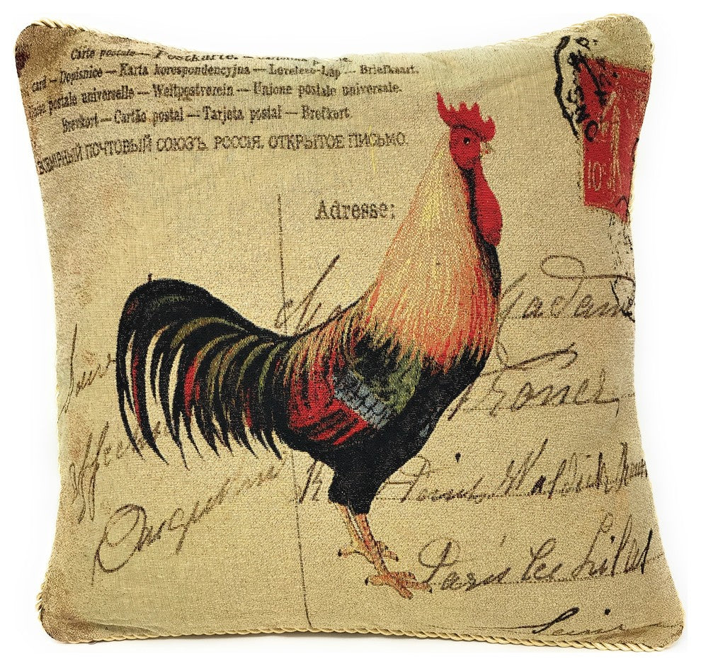 Vintage European French Postmarked with Love Cushion Throw Pillow Cover