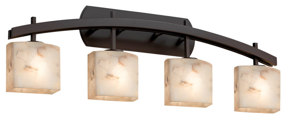 Alabaster Rocks! Archway 4-Light Bath Bar, Rectangle, Bronze, LED