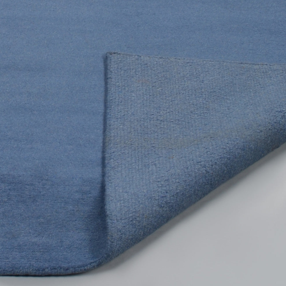 Hand Knotted Tibbati Wool Area Rug Solid Blue, [Rectangle] 8'x11'