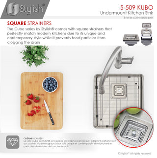 STYLISH 18" x 16" Stainless Steel Single Basin Undermount Kitchen Sink with Grid