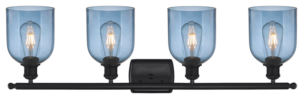 Ballston-Bella 4-Light 36" Bath Vanity Light, Matte Black, Princess Blue