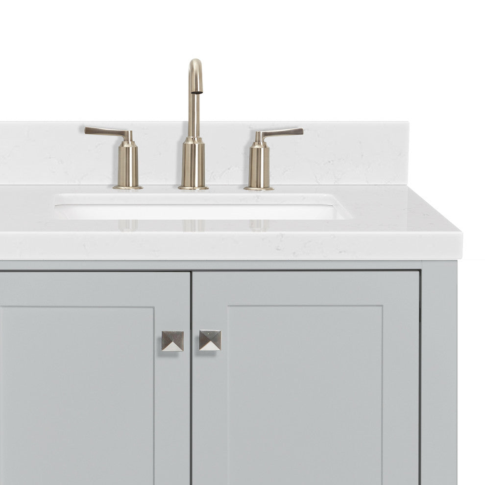Ariel Cambridge 42" Right  Single Rectangle Sink Vanity, Carrara Quartz