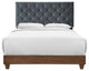 Rhiannon Diamond Tufted Upholstered Performance Velvet Queen Bed-Walnut Charcoal