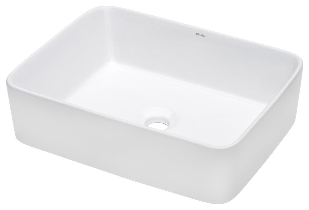 Ruvati 19 x 14 inch Bathroom Vessel Sink White Rectangular - RVB1915
