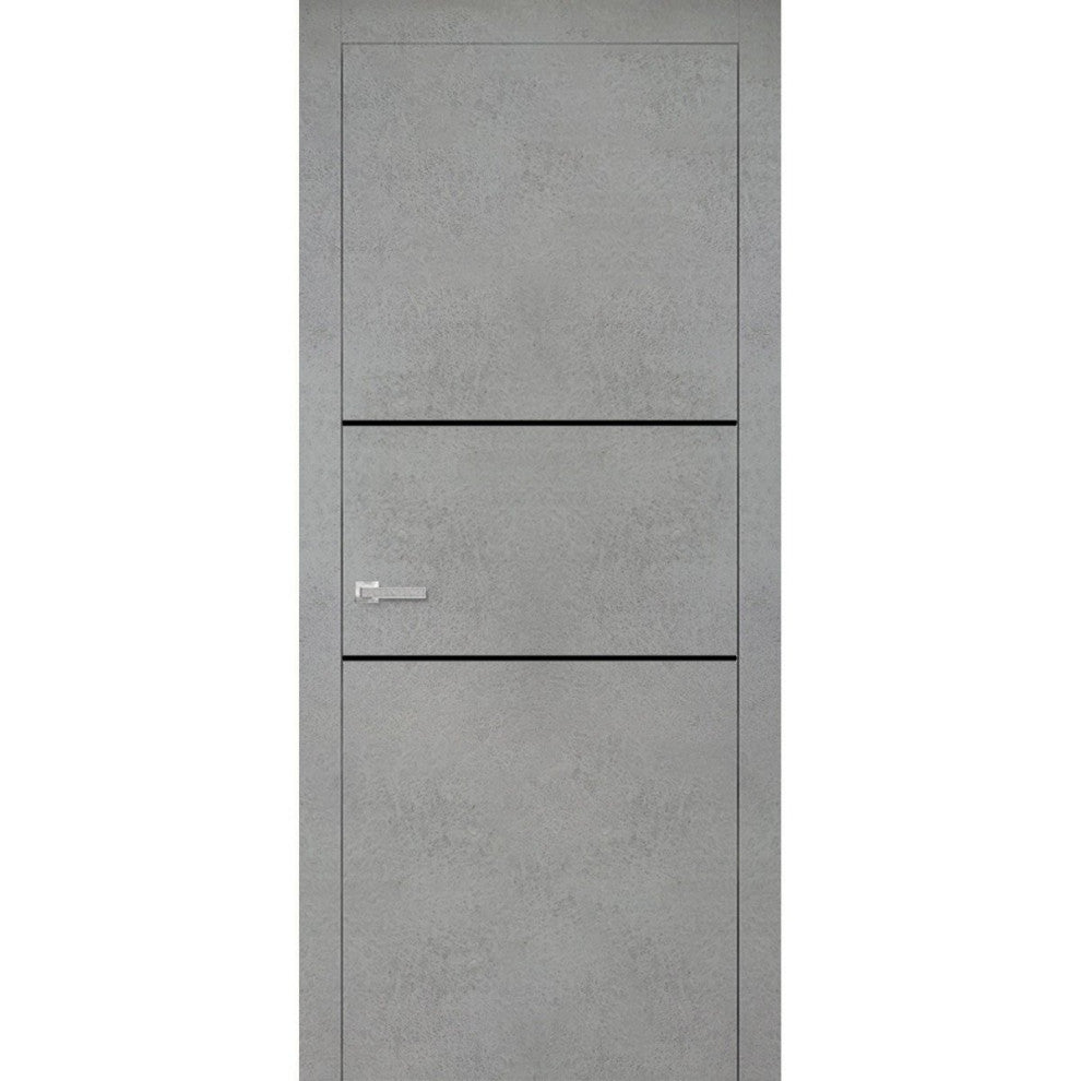 Solid French Door 24 x 80 | Planum 0014 Concrete with| Bathroom