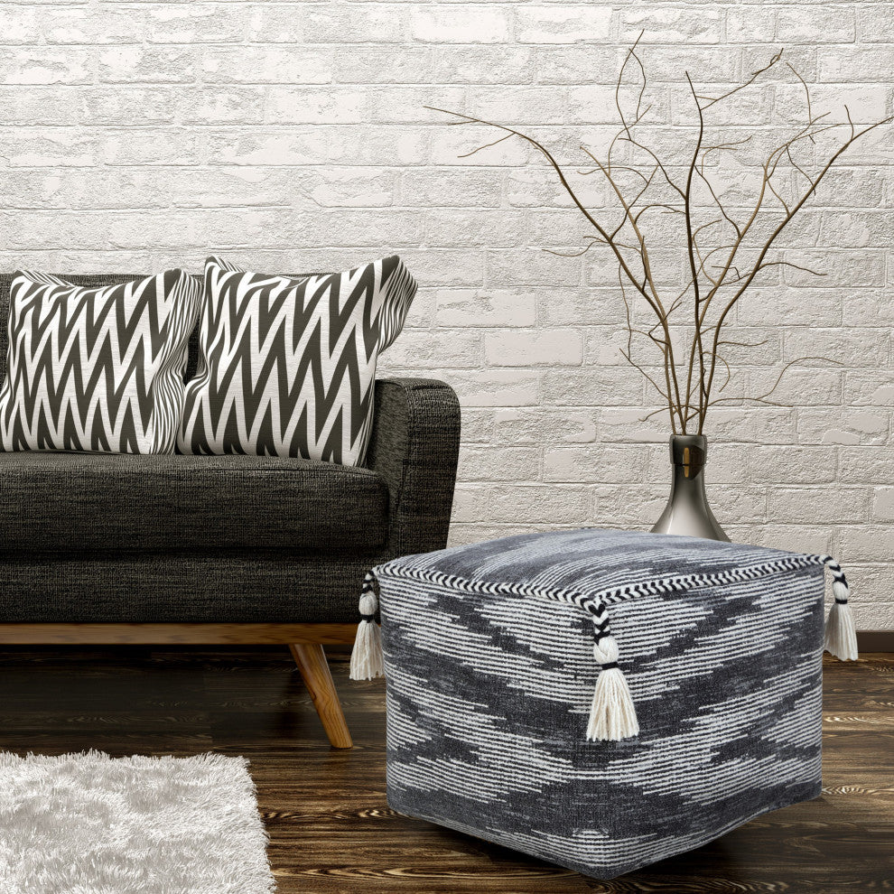 Gray Modern Electrostatic Geometric Pouf Ottoman