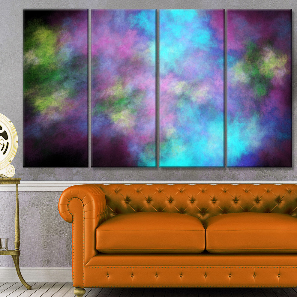 Perfect Blue Purple Starry Sky, Abstract Canvas Art Print, 48"x28", 4 Panels