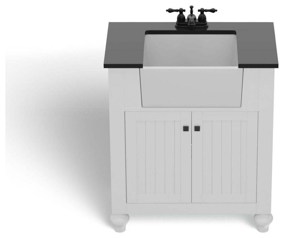 The Holsted Bathroom Vanity, White, 30", Single Sink, Freestanding