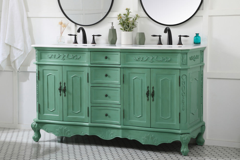 72" Double Bathroom Vanity, Teak