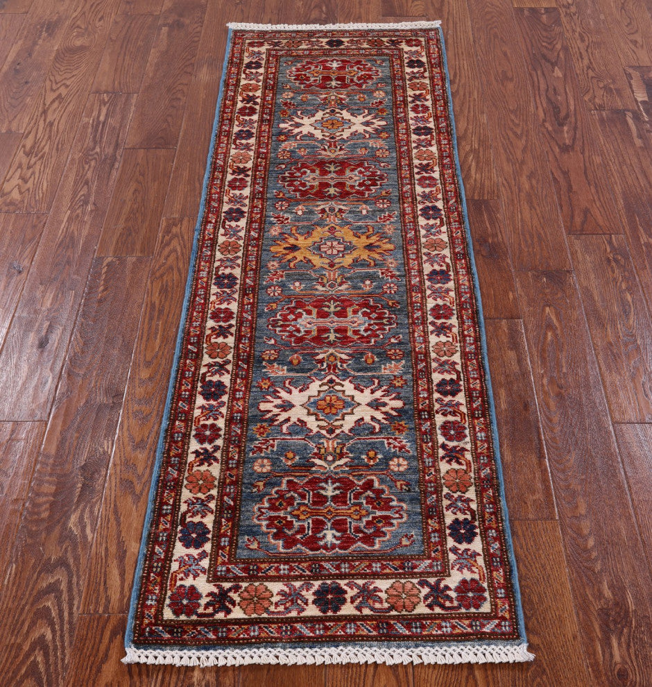 1' 11" X 6' 1" Handmade Super Kazak Wool Runner Rug Q10291