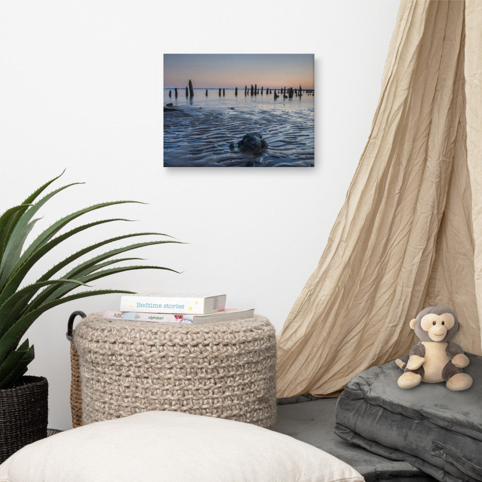 Low Tide At Battery Coastal Landscape Photo Canvas Wall Art Print, 12" X 16"