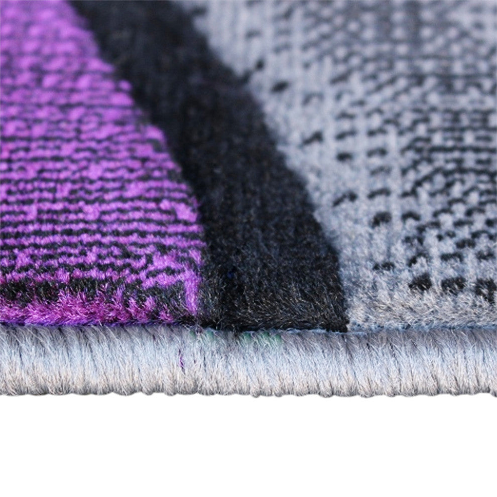 Angie Collection Rectangle 6' x 9' Abstract Area Rug, Purple