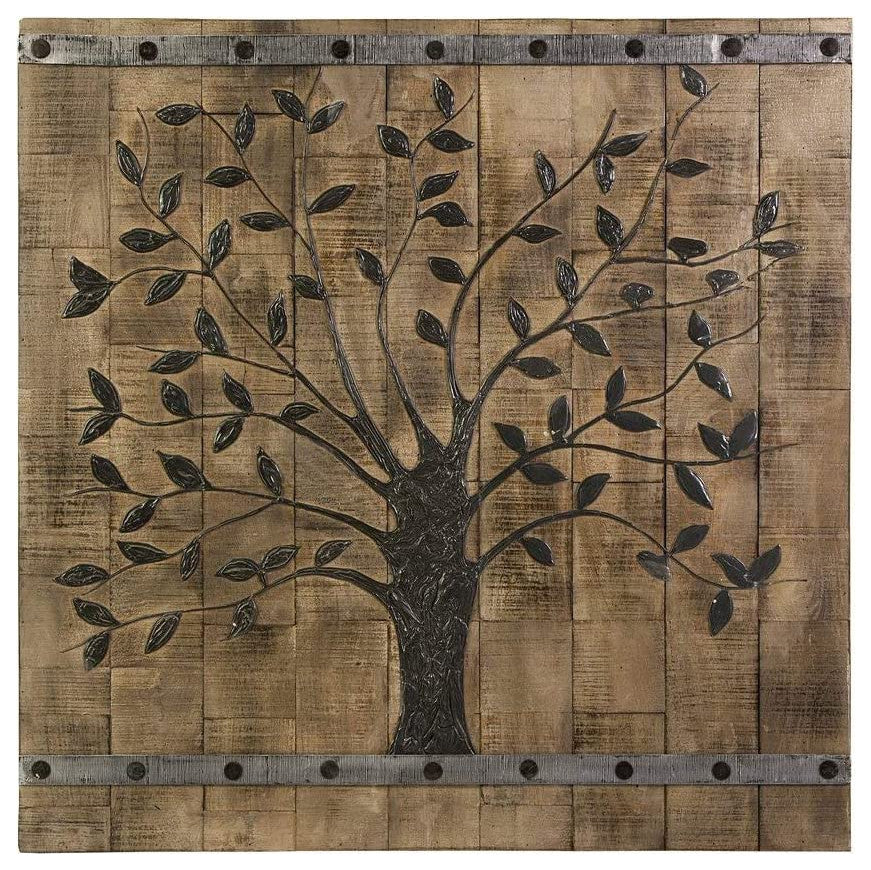 Rustic Brown Barn Door Tree of Life Wall Art