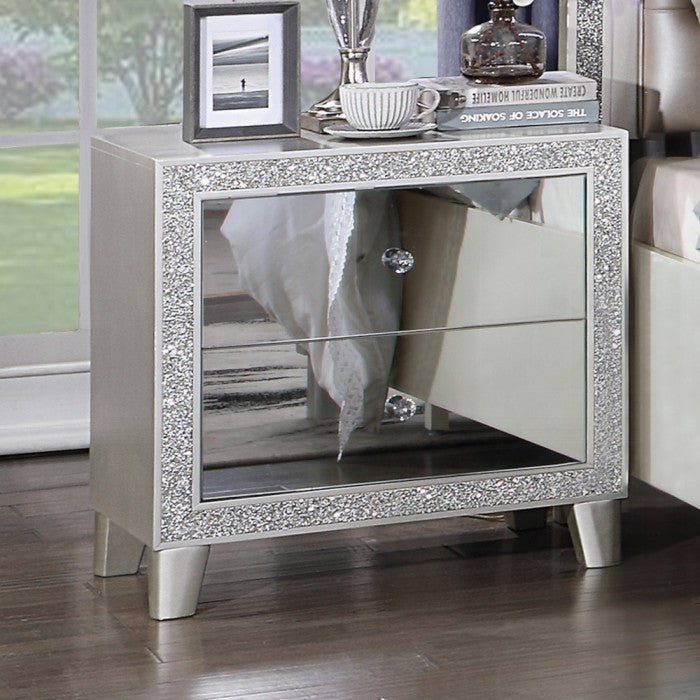 ACME Sliverfluff Nightstand, Mirrored and Champagne
