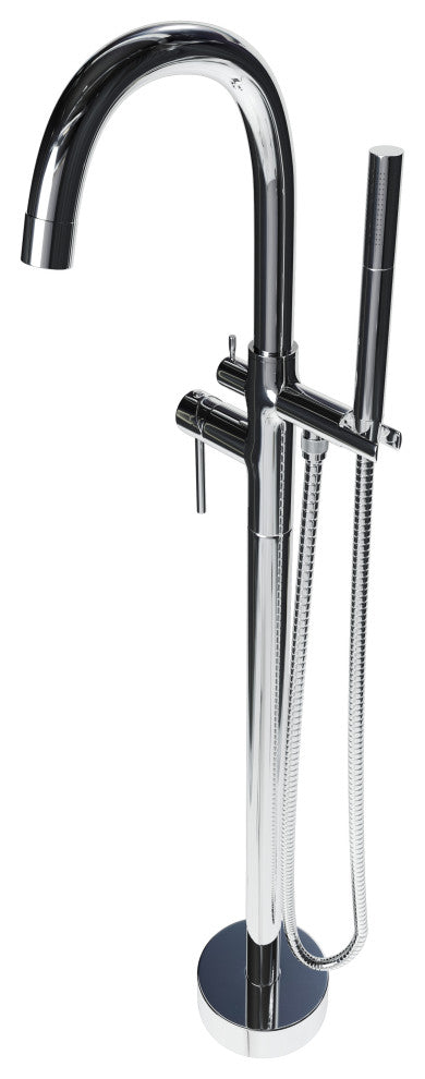 CastelloUSA Neptune Freestanding Tub Filler Faucet, Chrome, Standard Handle