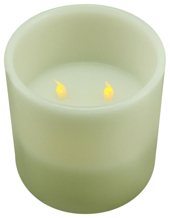 6" Ivory LED Lighted 3-Wick Flickering Wax Christmas Candle