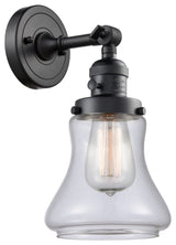 Bellmont Sconce With High-Low-Off Switch, Matte Black, Glass: Clear