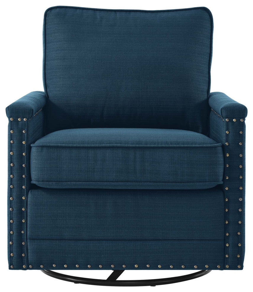 Armchair Accent Swivel Chair, Fabric, Navy Blue, Modern, Lounge Hospitality