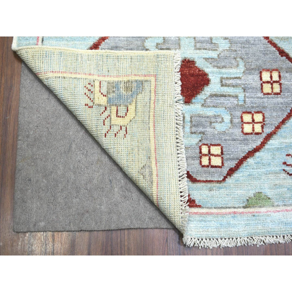 Light Blue, Anatolian Design Soft Wool Hand Knotted Oriental Rug, 8'10"x11'8"