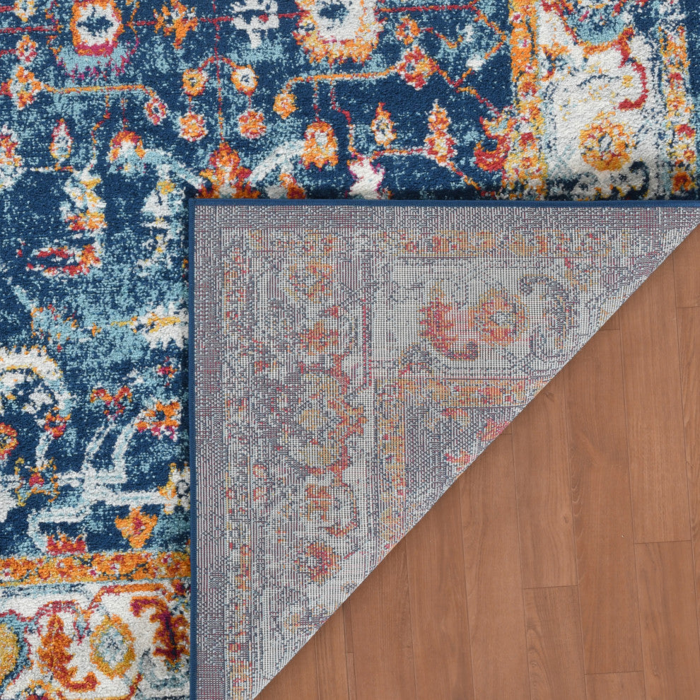 Alessana Cochise Bordered Area Rug, Blue, 2'6"x10'3"