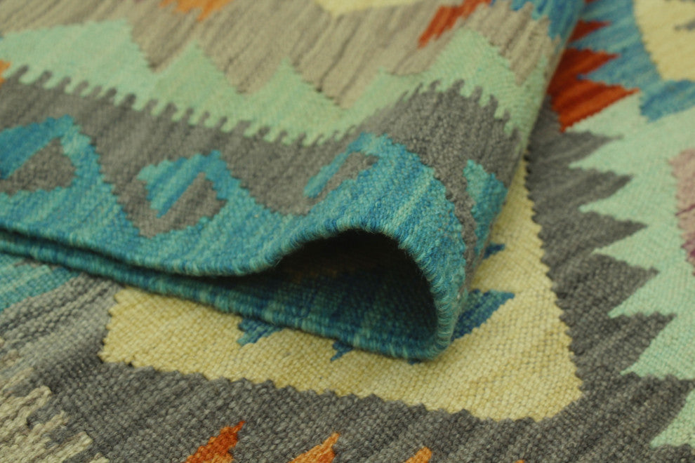 Sangat Kilim Frayne Blue/Rust Rug, 6'5x9'7