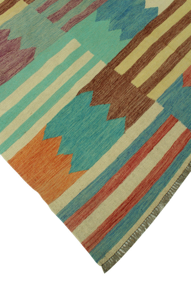 Winchester Kilim Mashavu Light Blue/Orange Rug, 6'11x10'1
