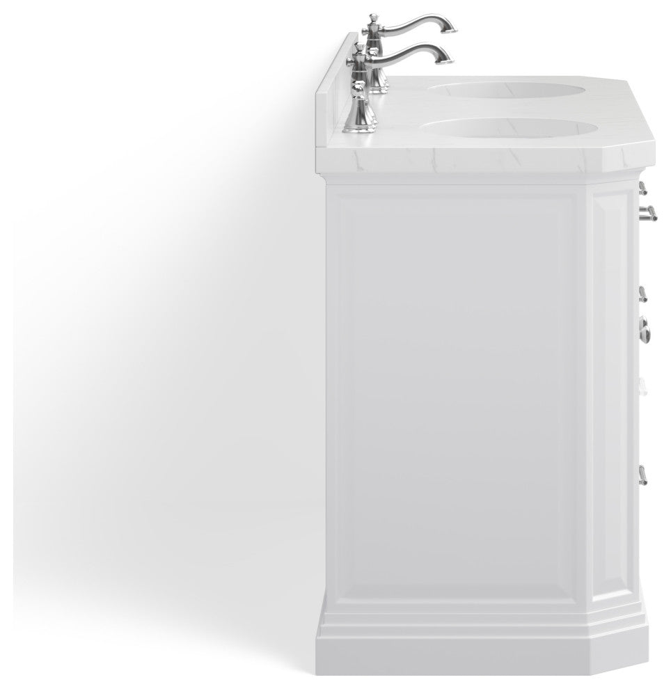 The Jazz Bathroom Vanity, Double Sink, 60", Pure White, Freestanding