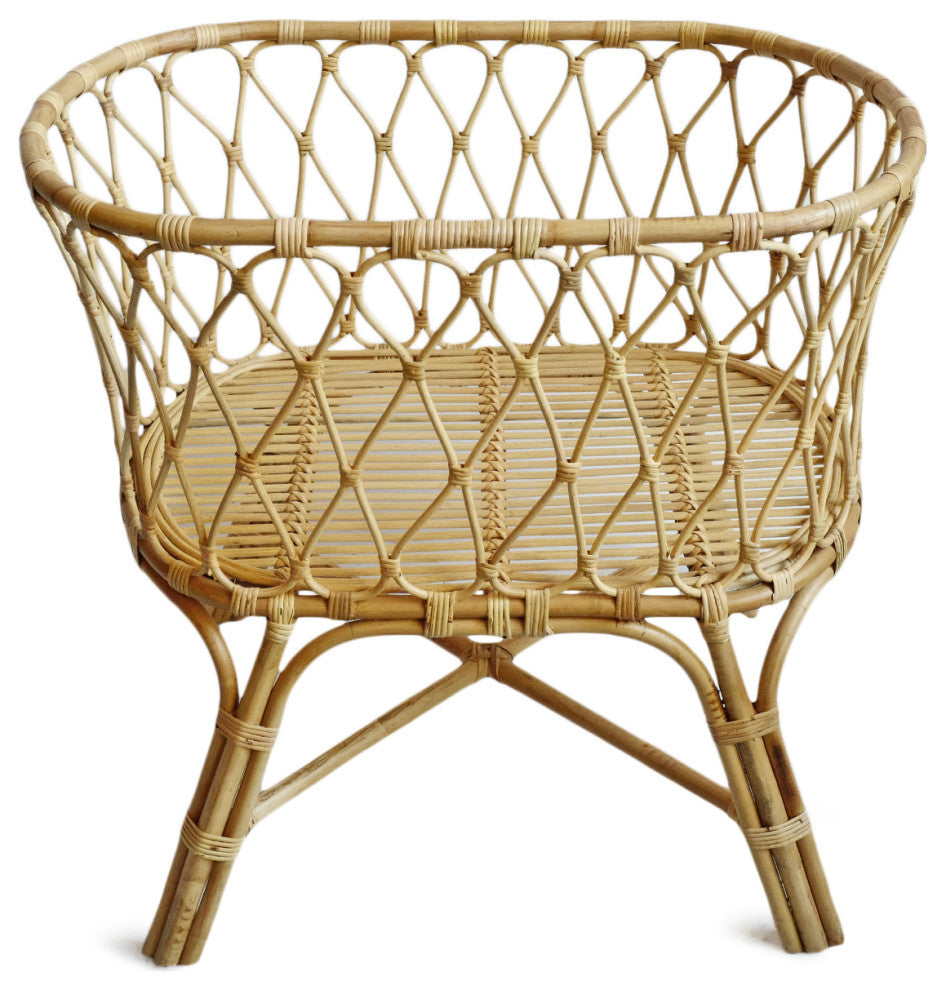 Natural Rattan Loop Weave Bassinet