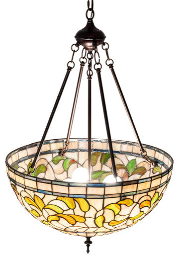 Meyda Lighting 232184 20" Wide Tiffany Turning Leaf Inverted Pendant