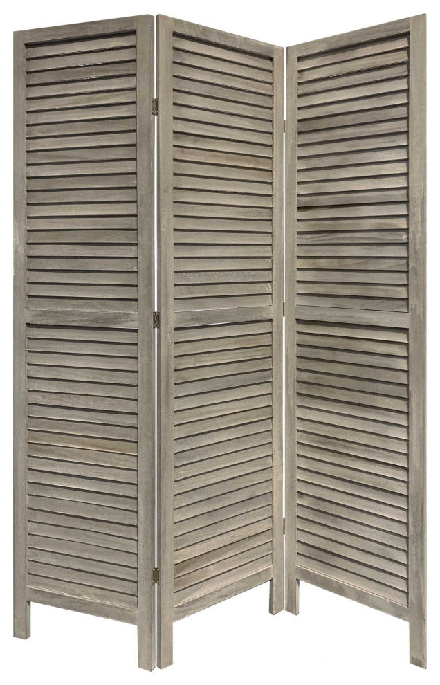 3 Panel Grey Shutter Screen Room Divider