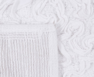 Bell Flower Collection Tufted Bath Rug, 3-Piece Set With Runner, White