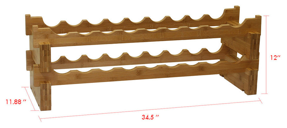 Oceanstar 18-Bottle Stackable Bamboo Wine Rack