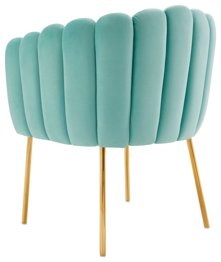 Armchair Accent Tufted Chair, Blue, Velvet, Modern, Mid Century Hotel Lounge