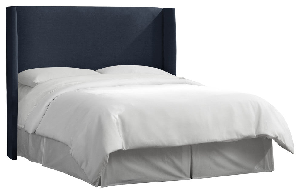 Maxwell Wingback Headboard, Linen Navy, King