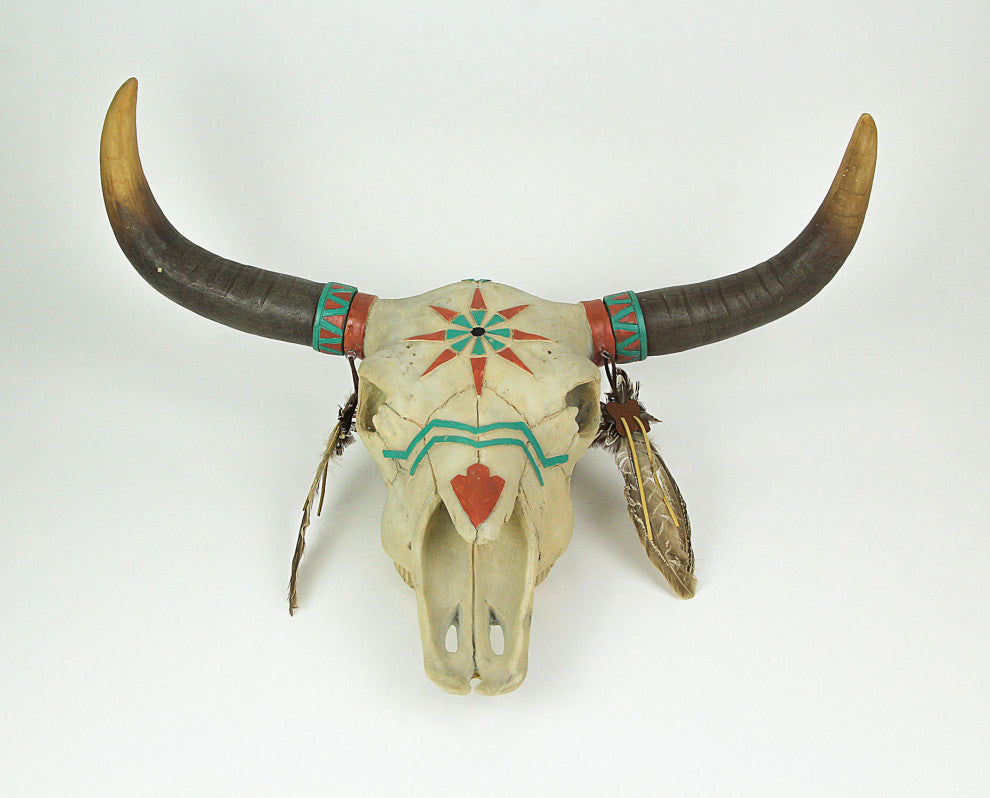 Native Spirit Southwestern Design Steer Skull Wall Hanging Hand Painted Accents