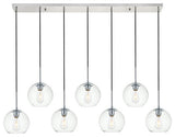 Midcentury Modern Chrome And Clear 7-Light Pendant