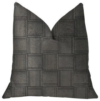 Licorice Black Artificial Leather Luxury Throw Pillow, 26"x26"