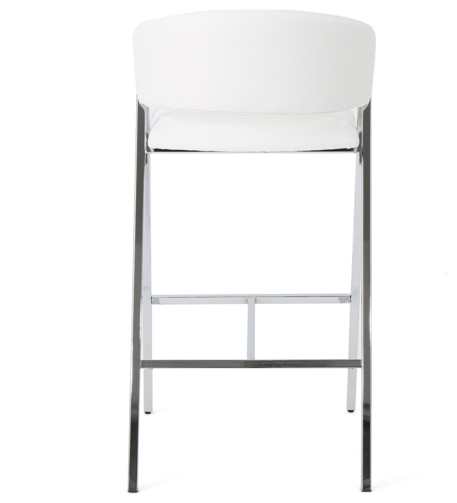 GDF Studio Emily Modern Leather 28.25" Barstool, Set of 2, Ivory