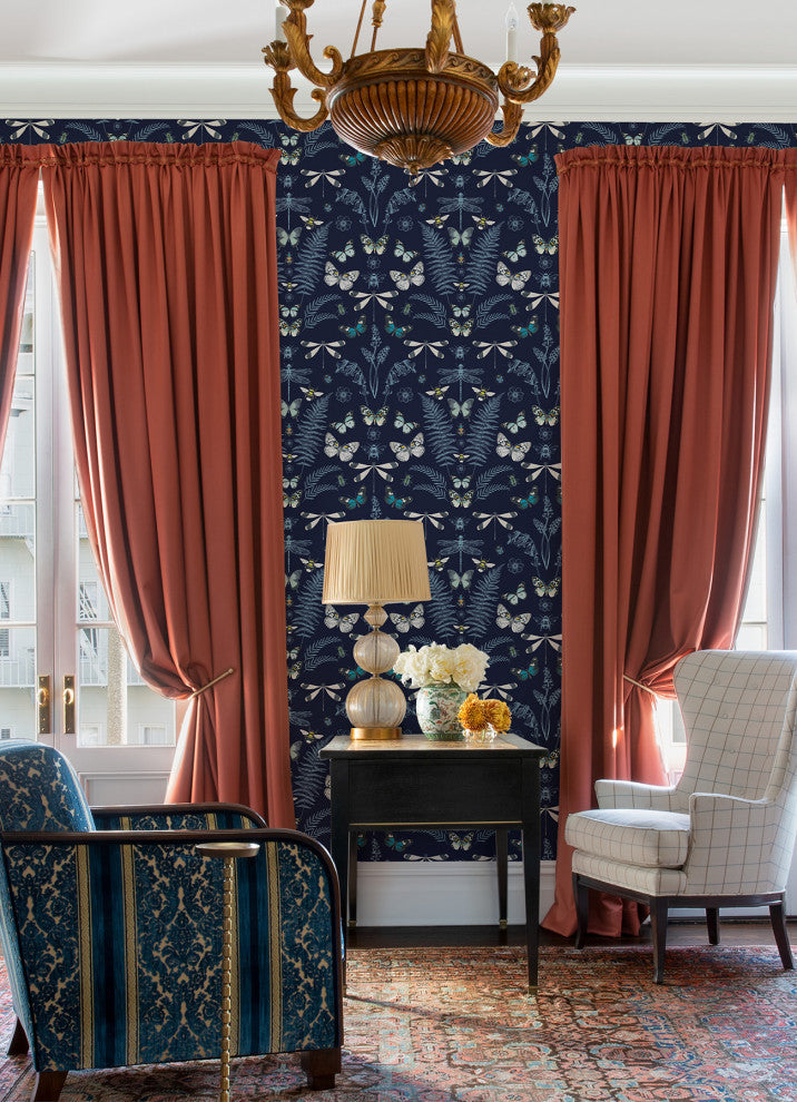 Hidden Treasures Blue Peel and Stick Wallpaper