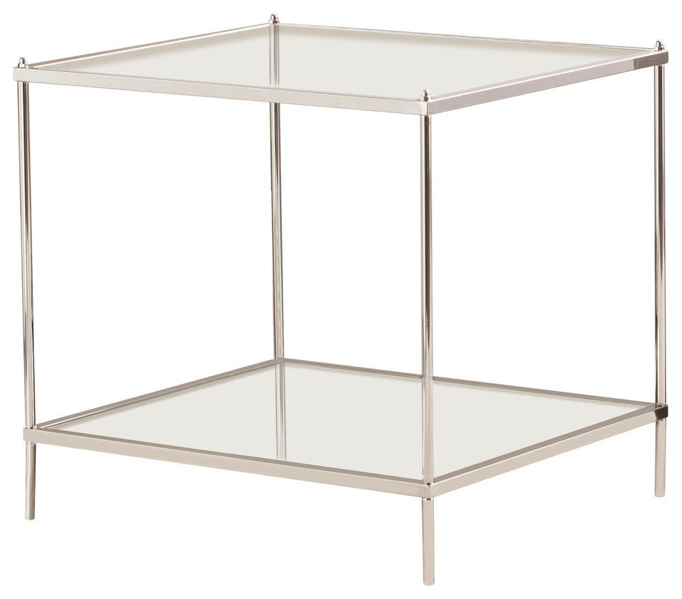 Reginald Glam Mirrored End Table, Chrome