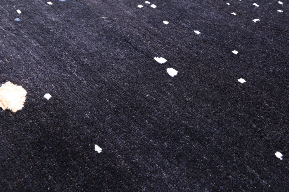 9' 0" X 11' 9" Contemporary Hand Knotted Wool and Silk Galaxy Design Rug Q6166