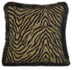 Brown And Gold Woven Chenille Fringed Zebra Throw Pillow, 14x14