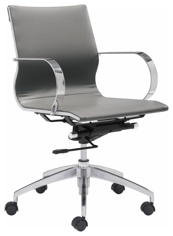 Gray Ergonomic Conference Room Low Back Rolling Office Chair