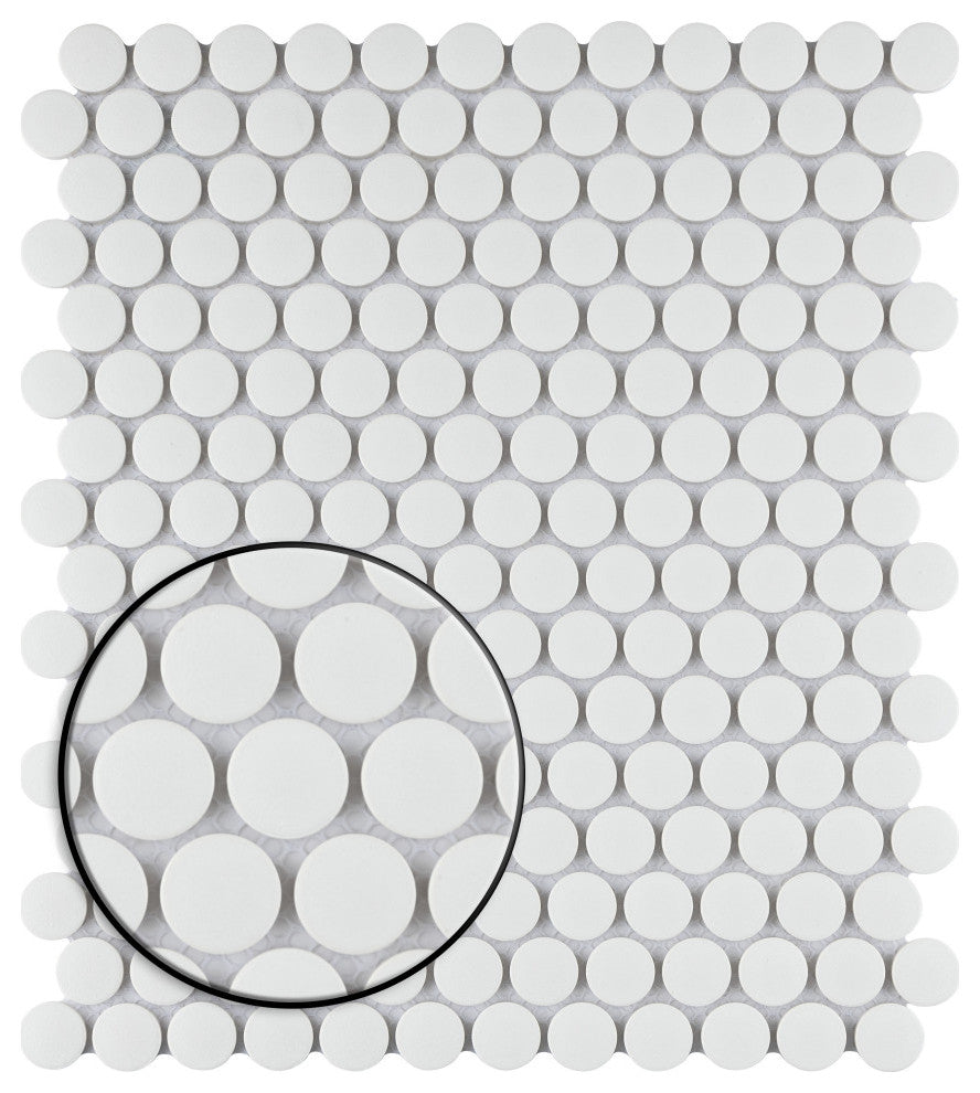 Gotham Penny Round Porcelain Mosaic Sample