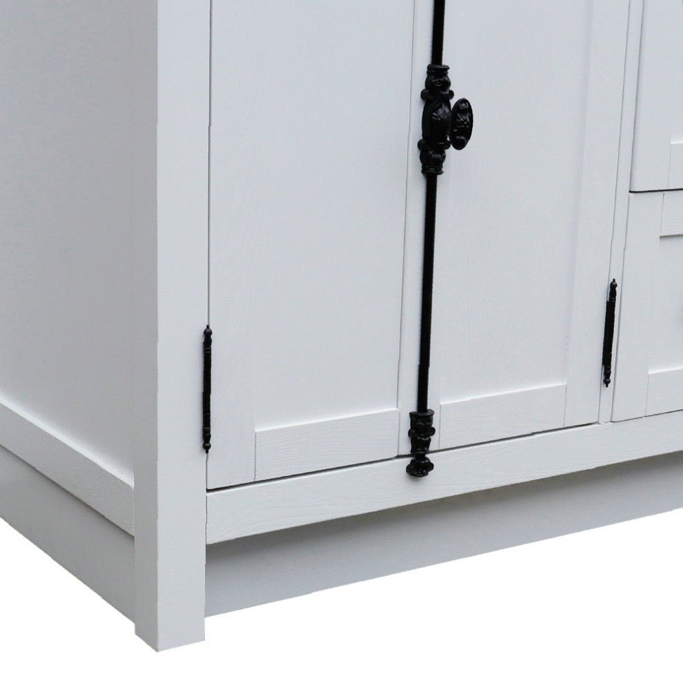 55" Double Vanity Glacier Ash With White Carrara Marble, Mirrors, Rectangle Sink