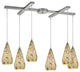 Curvalo 6-Light Satin Nickel Pendant, Silver Multicolored Crackle