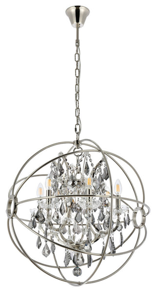 Elegant Lighting 1130D25-SS/RC Geneva 6 Light 25"W Crystal - Dark Bronze